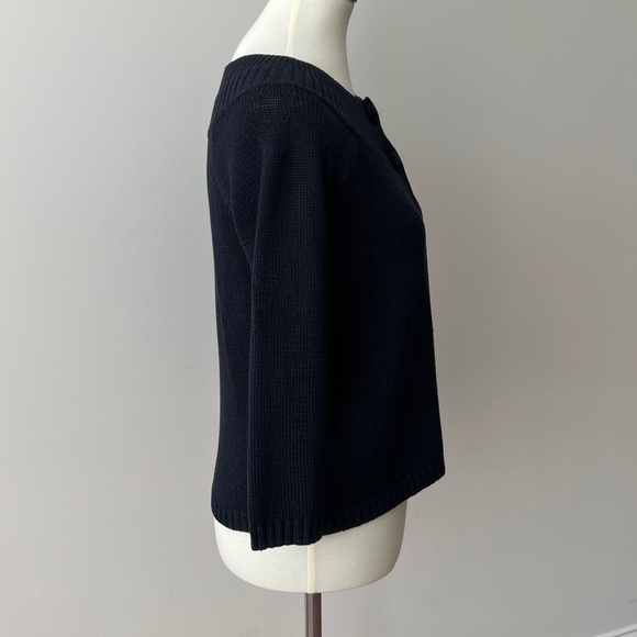 Ann Taylor XS Navy Sweater Cardigan Two Button 3/4 Sleeve Silk/Cotton Blend - Picture 5 of 12